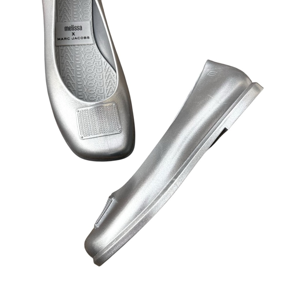 Melissa x Marc Jacobs Ruby Silver Jelly Flats Size 6